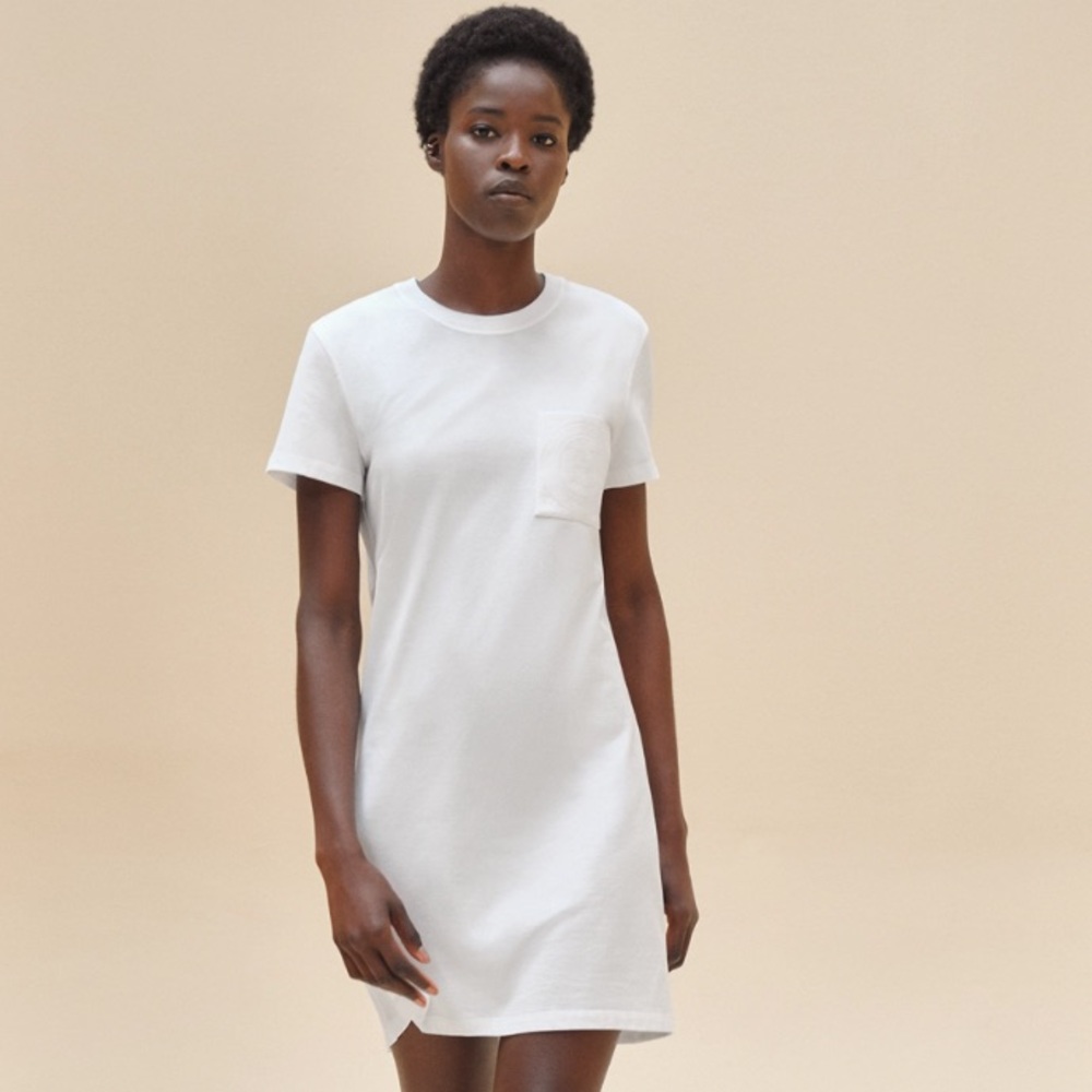 New Hermes Embroidered pocket dress White Size 36